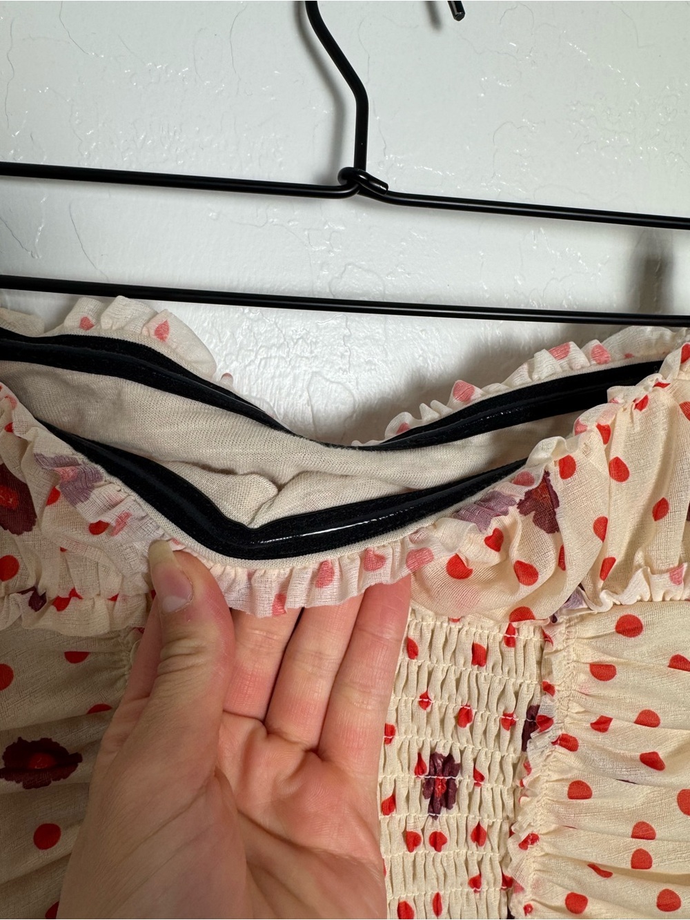 Free People Cream Ivory Polka Dot Flower Scottie Printed Tube Top - Picture 8 of 9